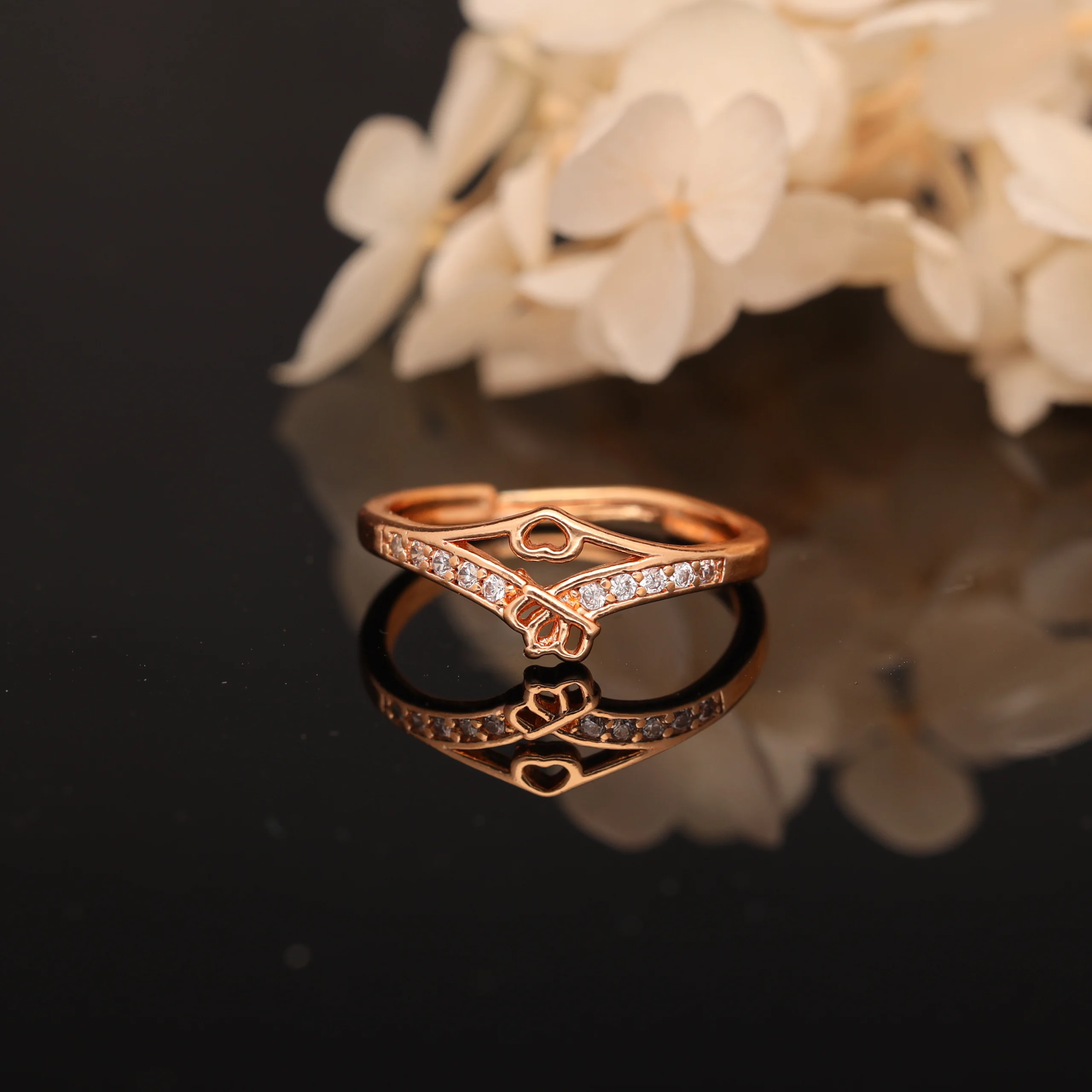 Crystal Love Rose Gold Ring - Image 4
