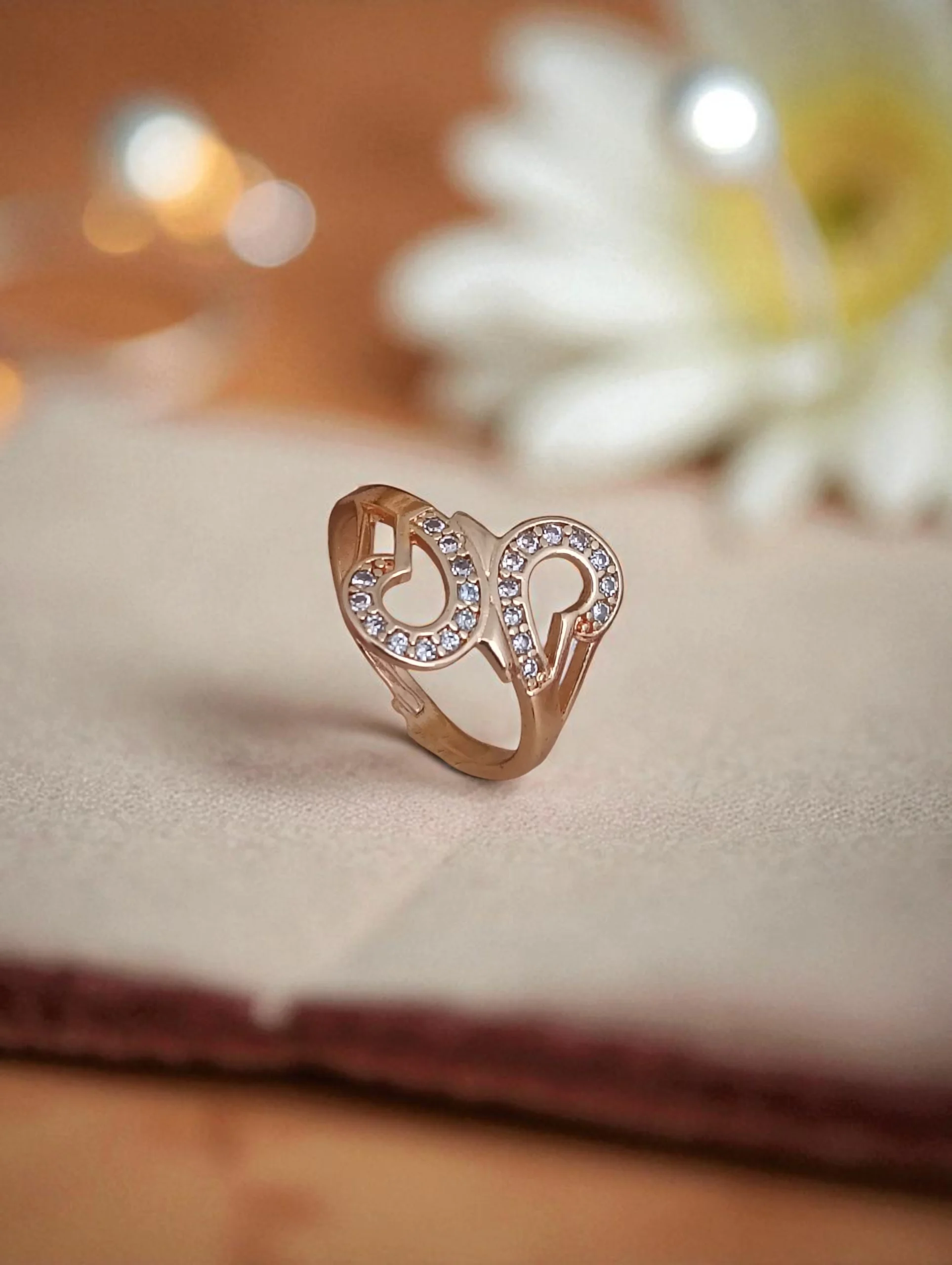 Rose Twin Loop Spark Ring - Image 2