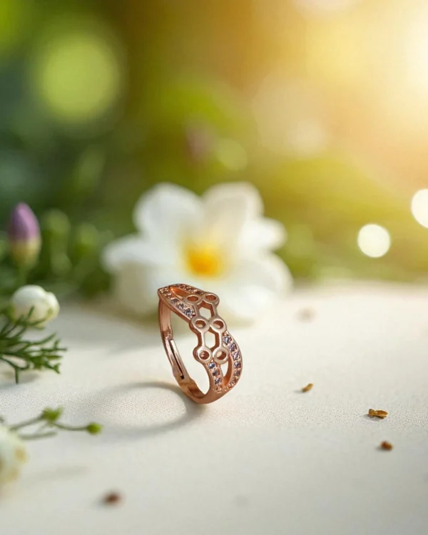 Rose Honeycomb Curve Ring
