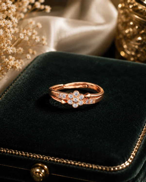 Crystal Floral Rose Gold Ring
