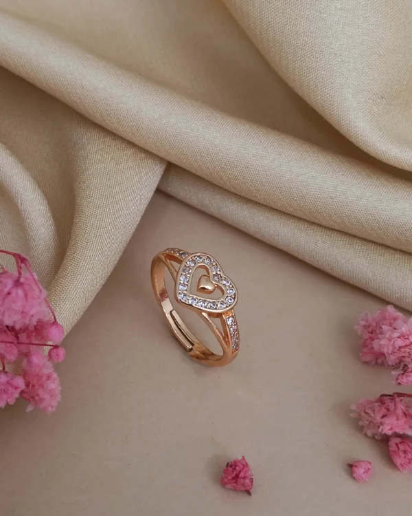 Rose Heart Halo Ring