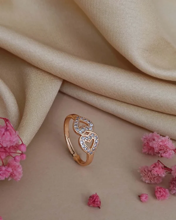 Rose Twin Heart Glow Ring