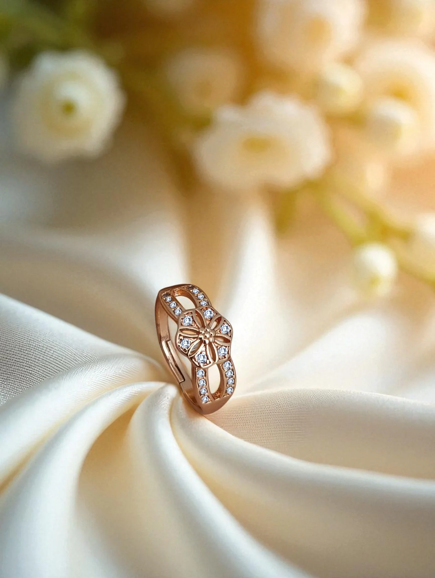 Rose Crystal Blossom Ring - Image 2