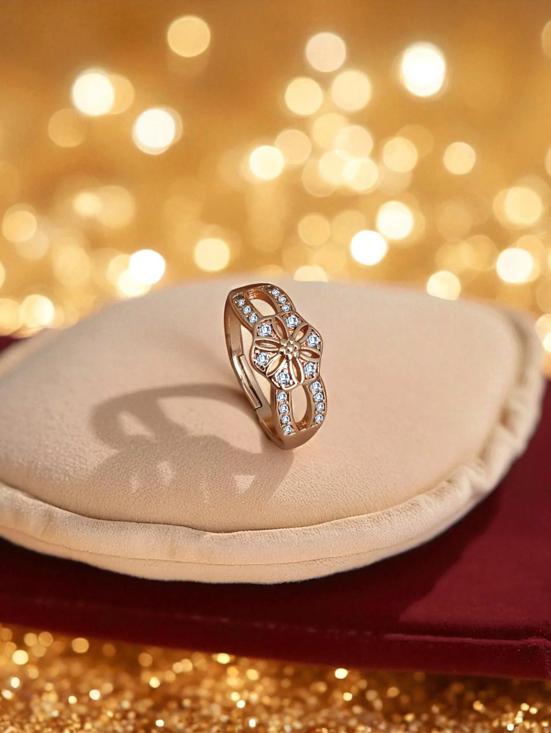 Rose Crystal Blossom Ring