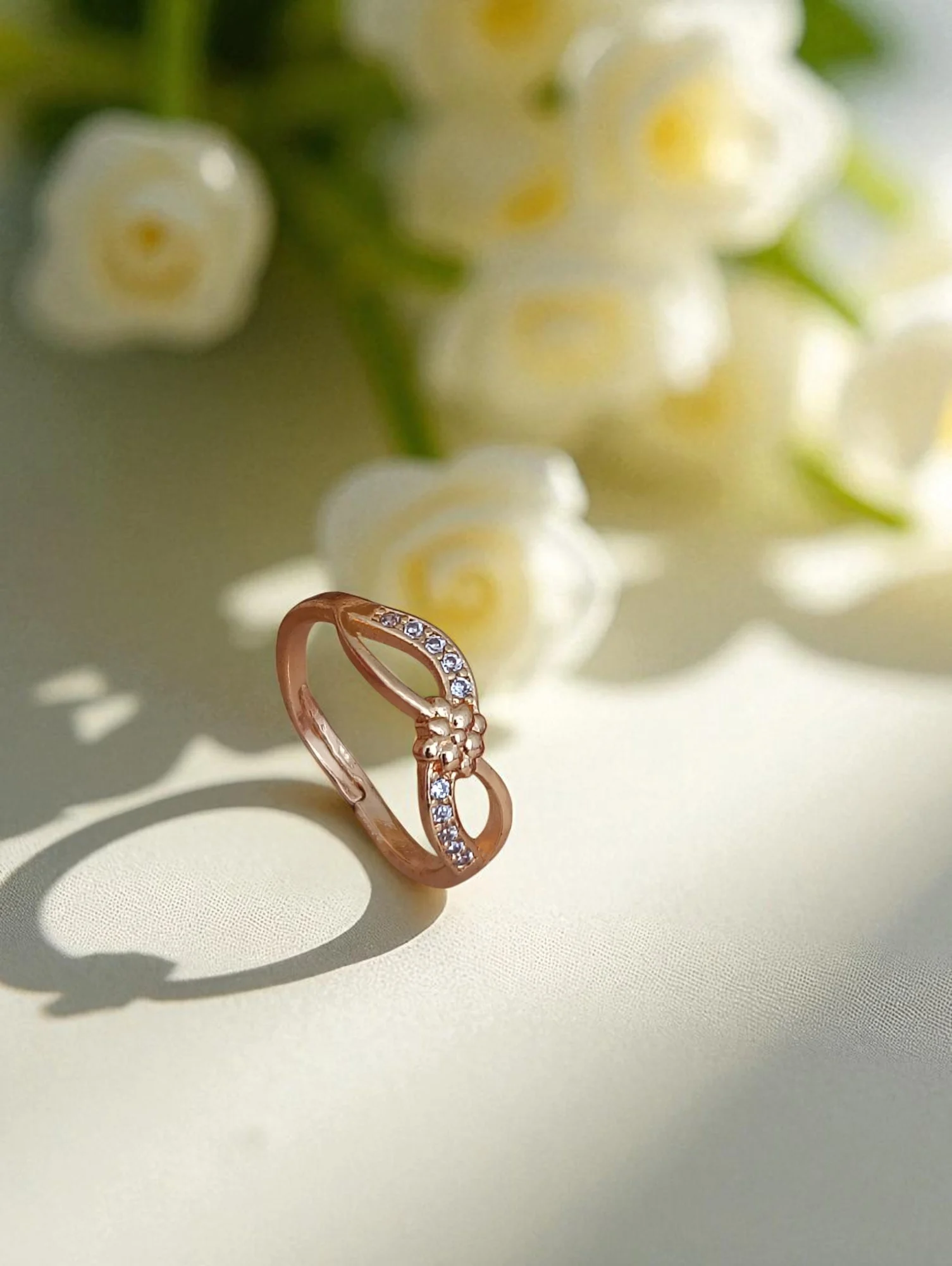 Crystal Infinity Rose Gold Ring - Image 2
