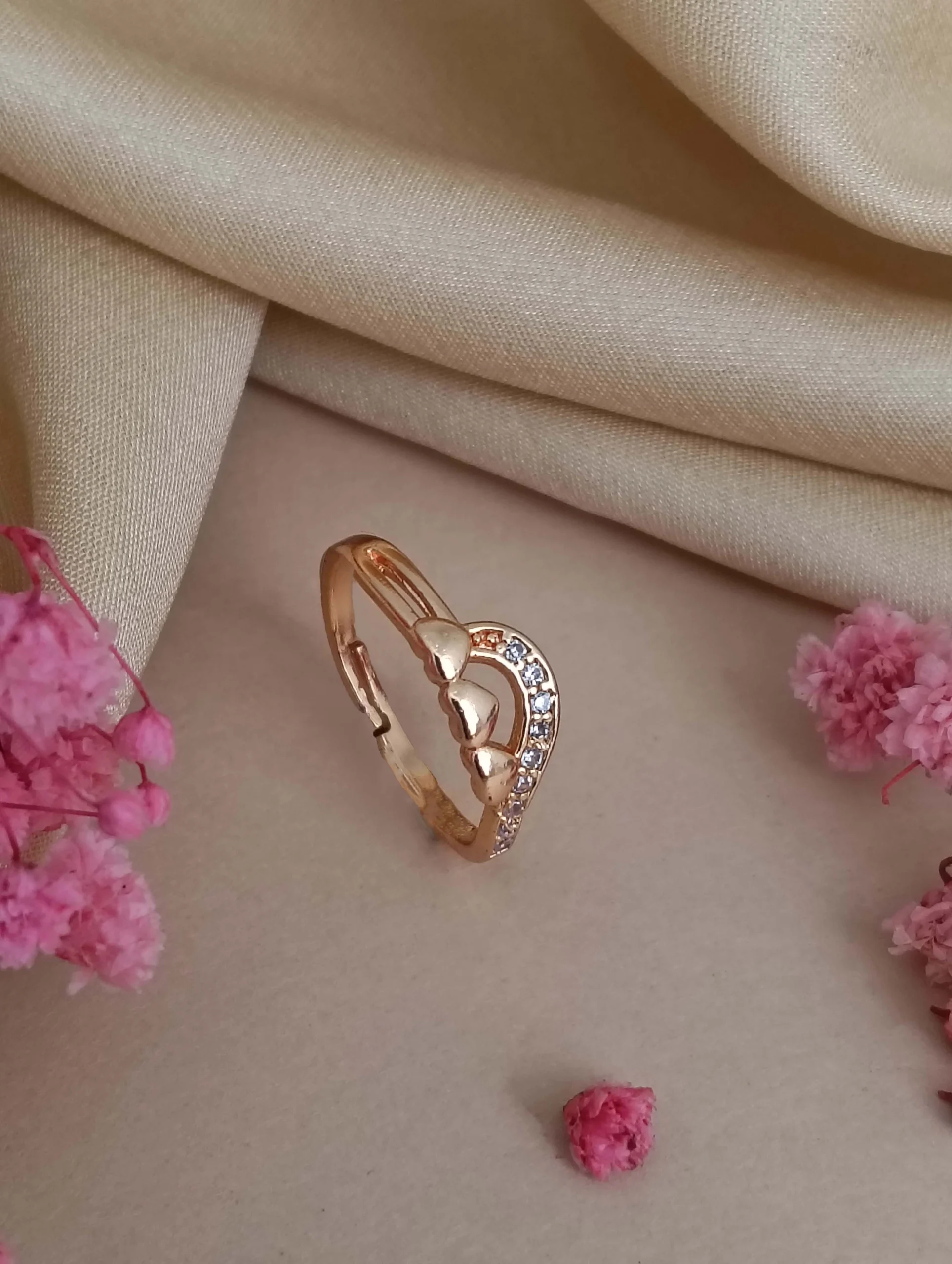 Rosé Crescent Spark Ring