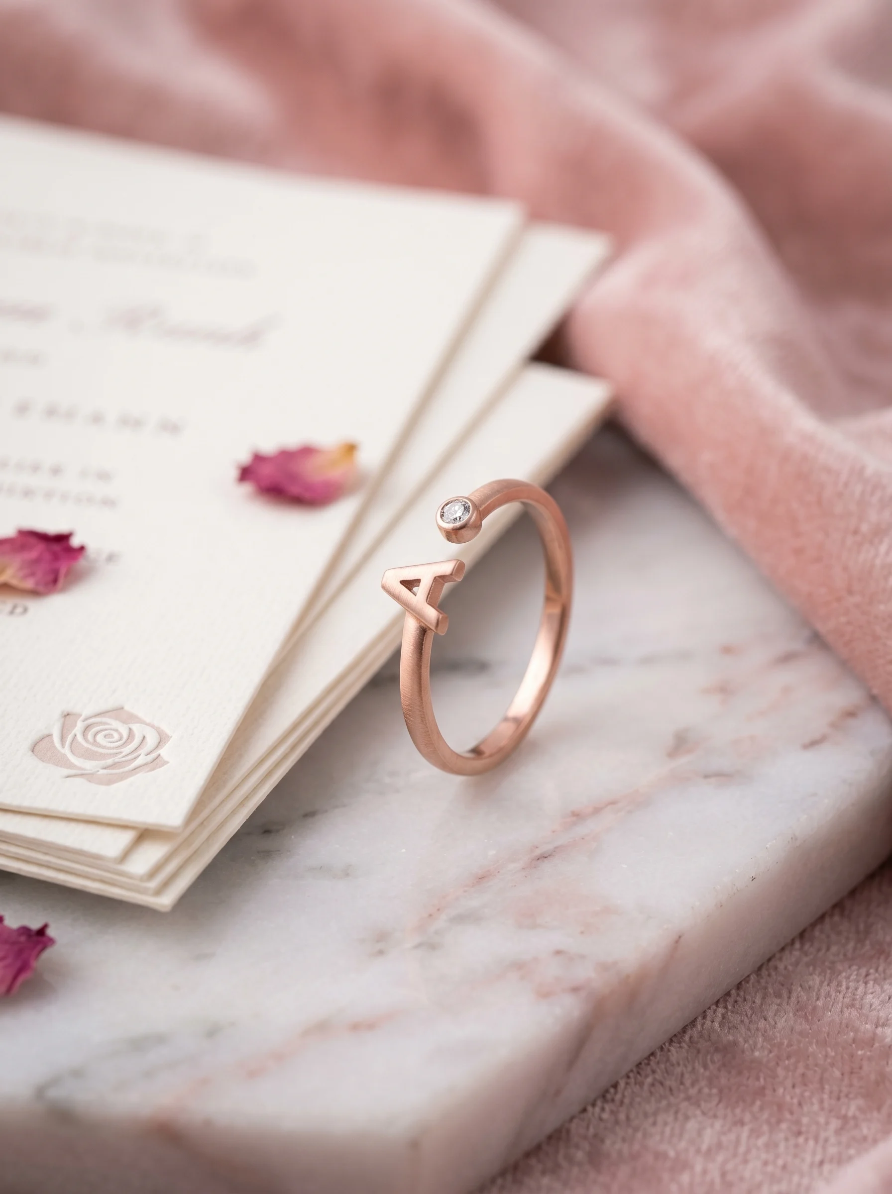 Rose Gold Initial A Ring - Image 3
