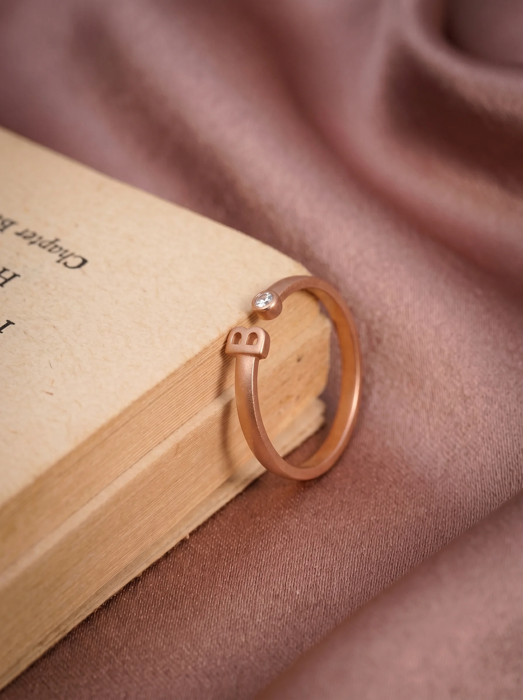 Rose Gold Initial B Ring - Image 2