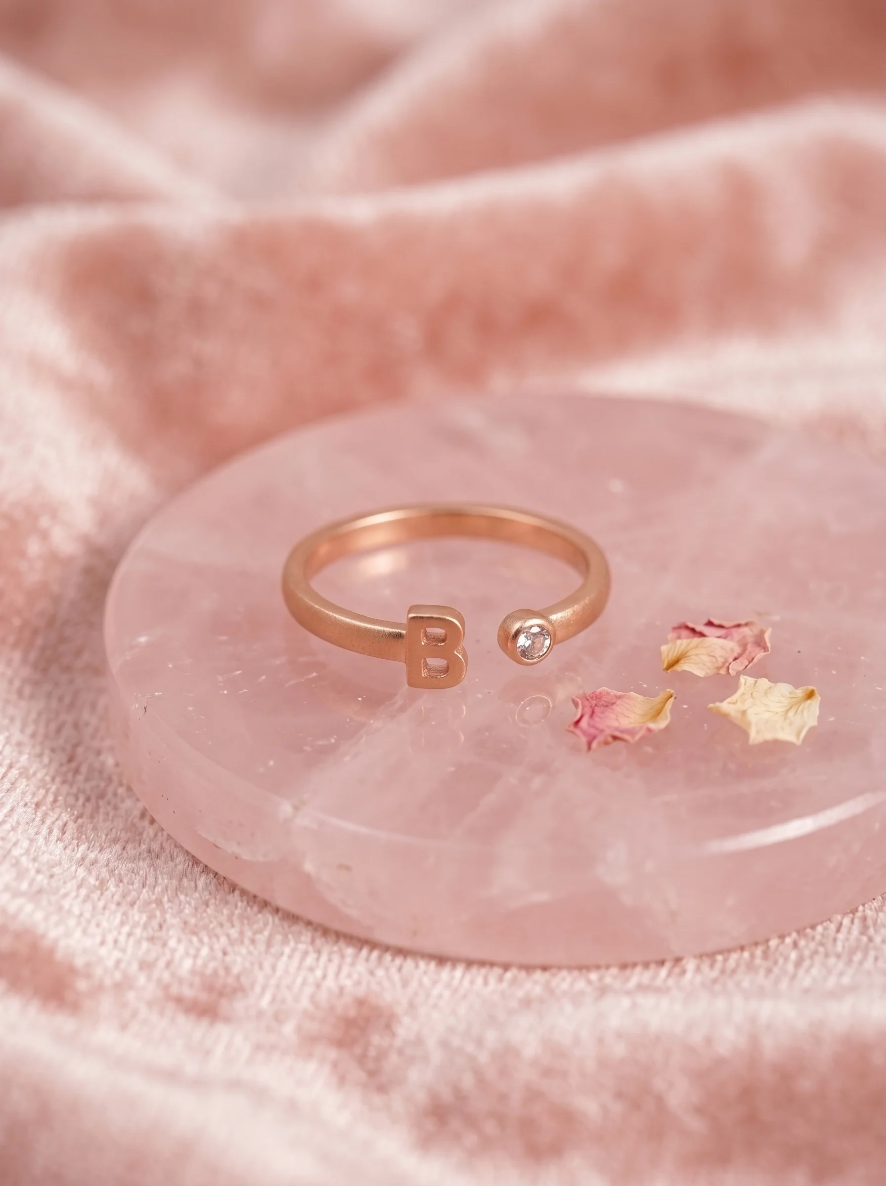 Rose Gold Initial B Ring - Image 3