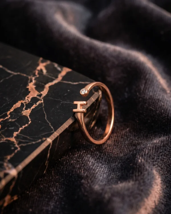 Rose Gold Initial H Ring