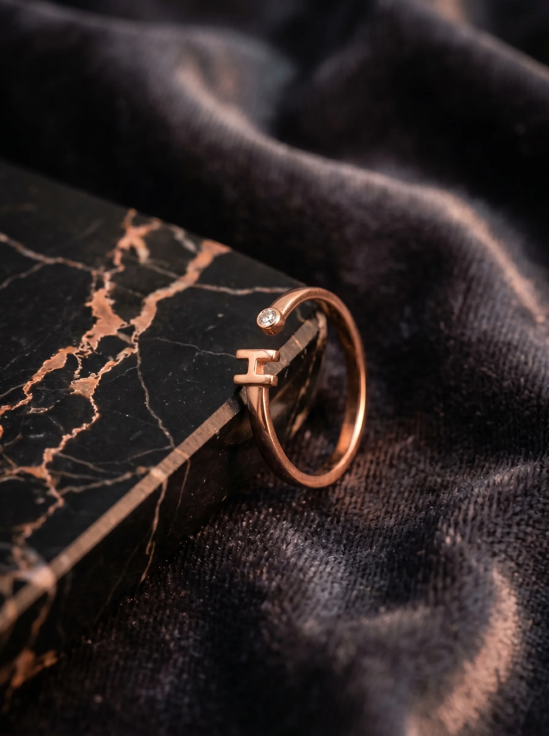 Rose Gold Initial H Ring