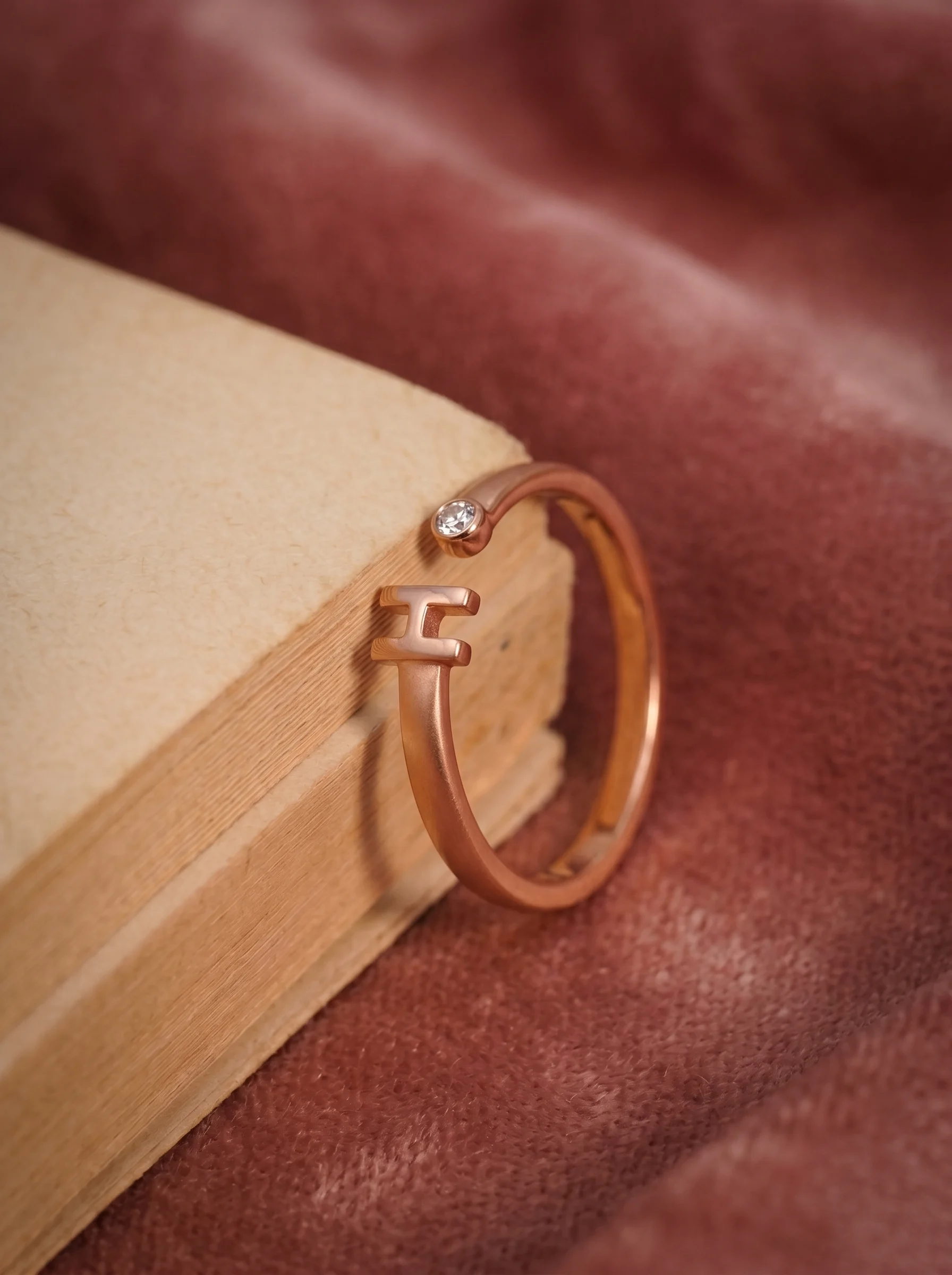Rose Gold Initial H Ring - Image 2