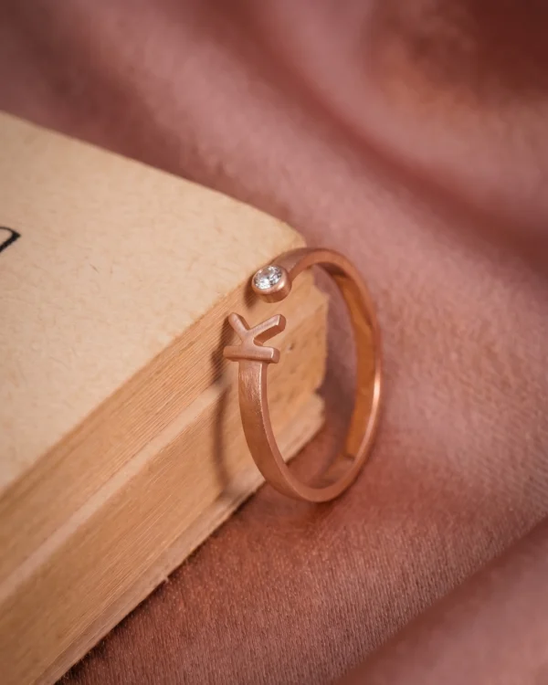 Rose Gold Initial K Ring