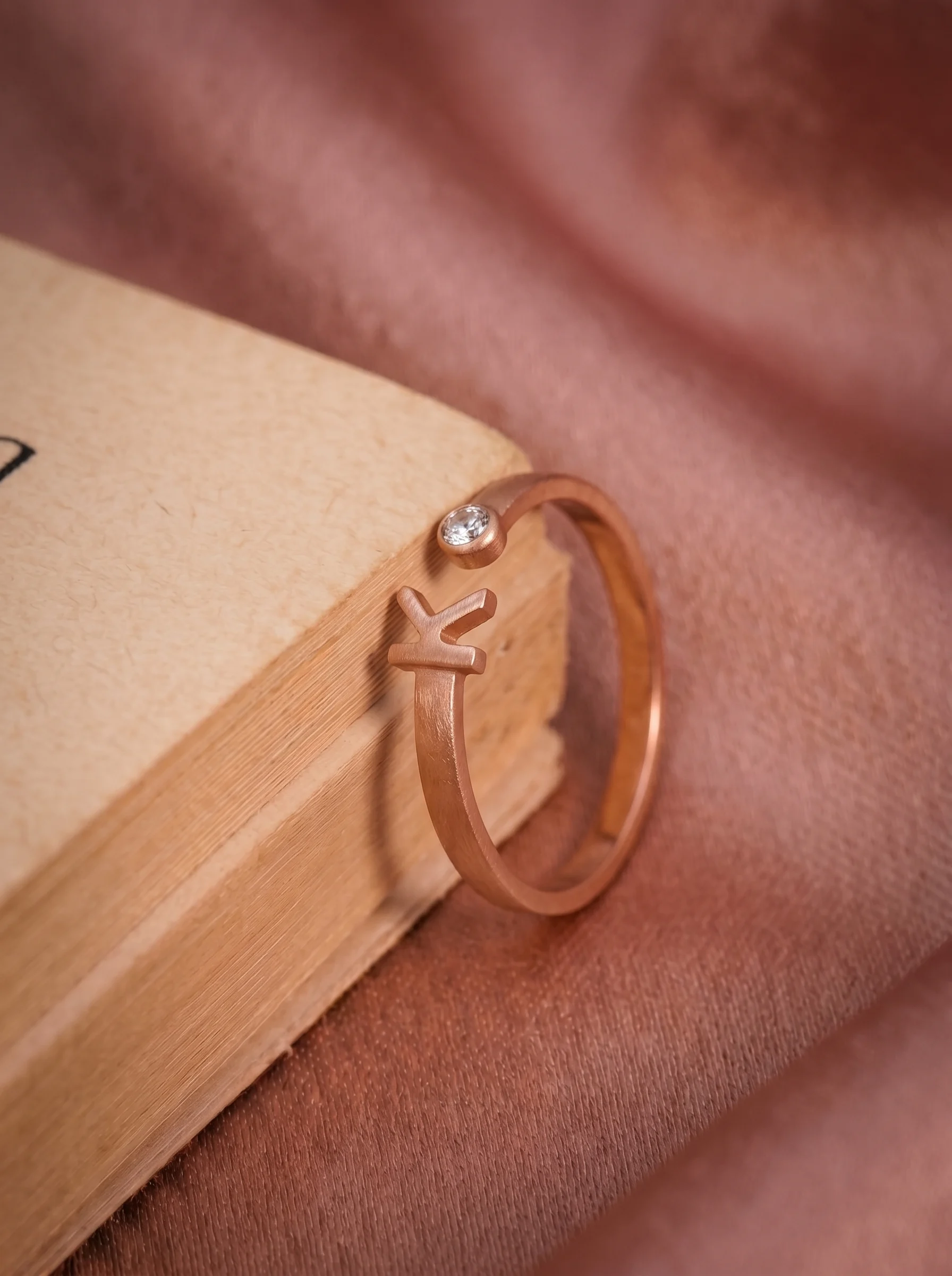 Rose Gold Initial K Ring