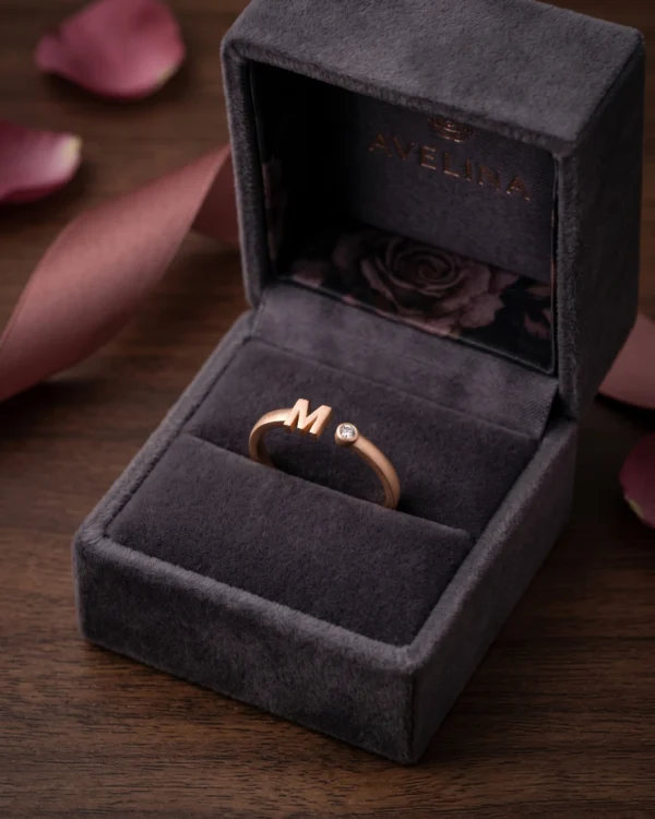 Rose Gold Initial M Ring