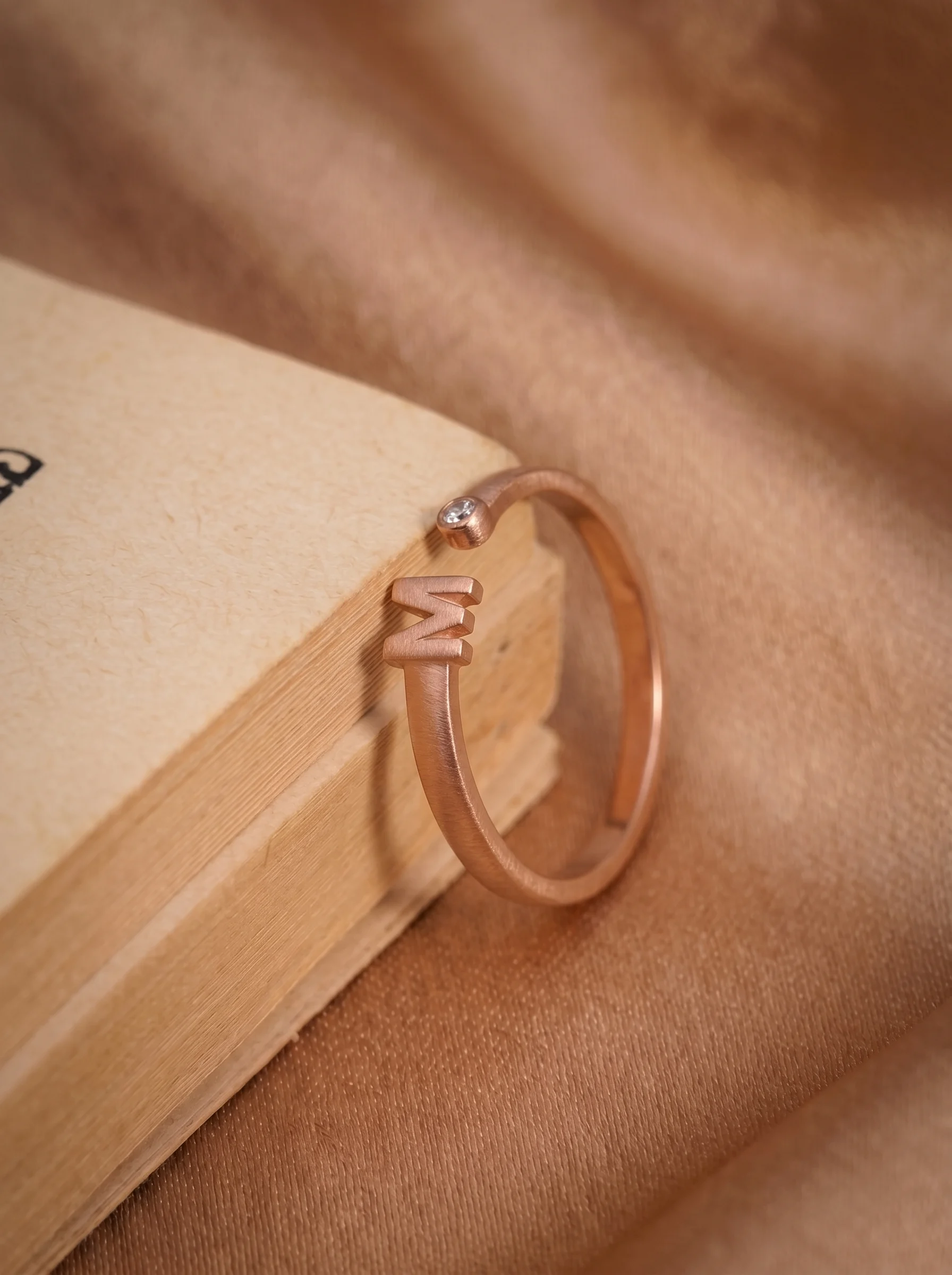 Rose Gold Initial M Ring - Image 3