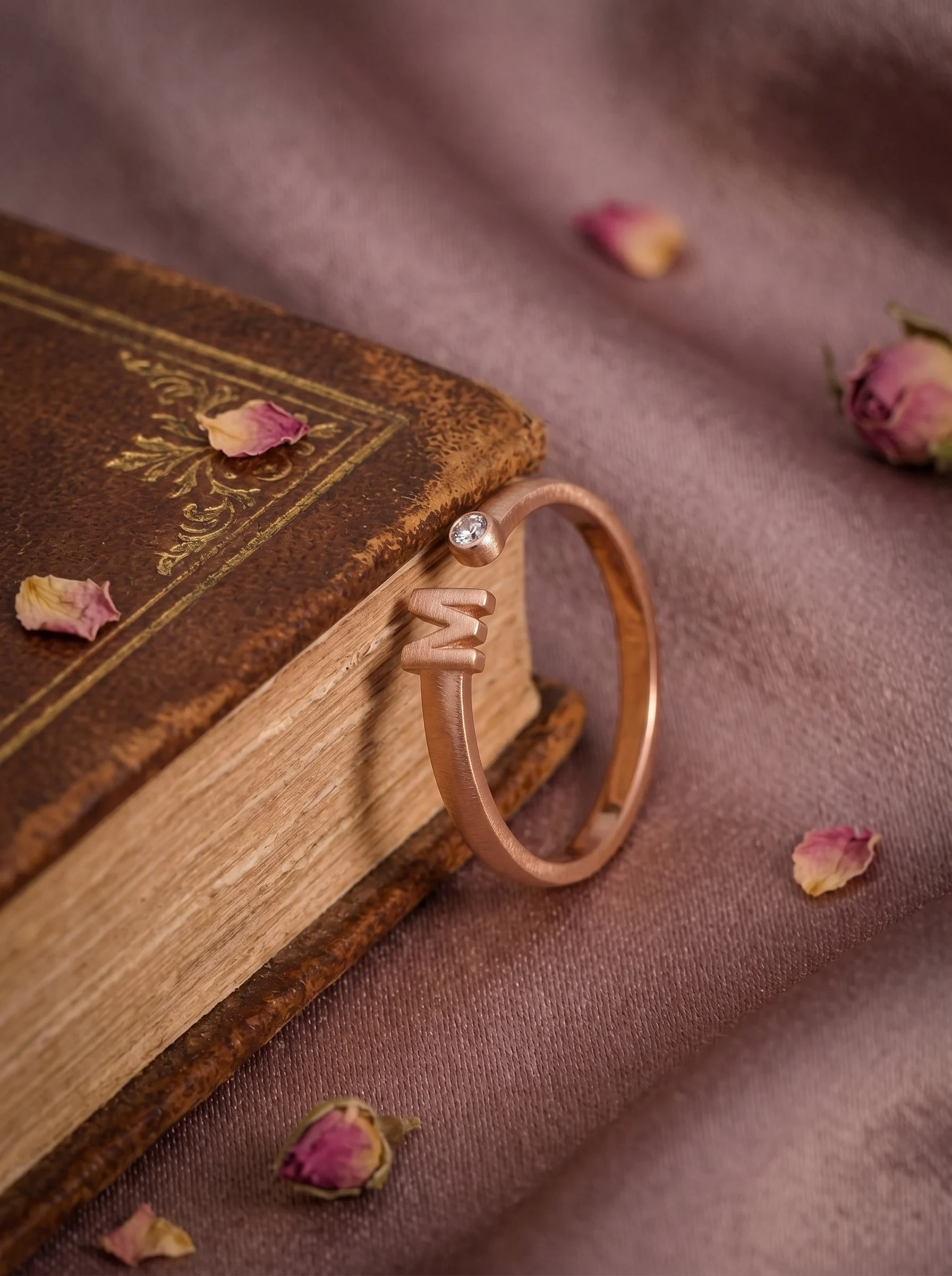 Rose Gold Initial M Ring - Image 2