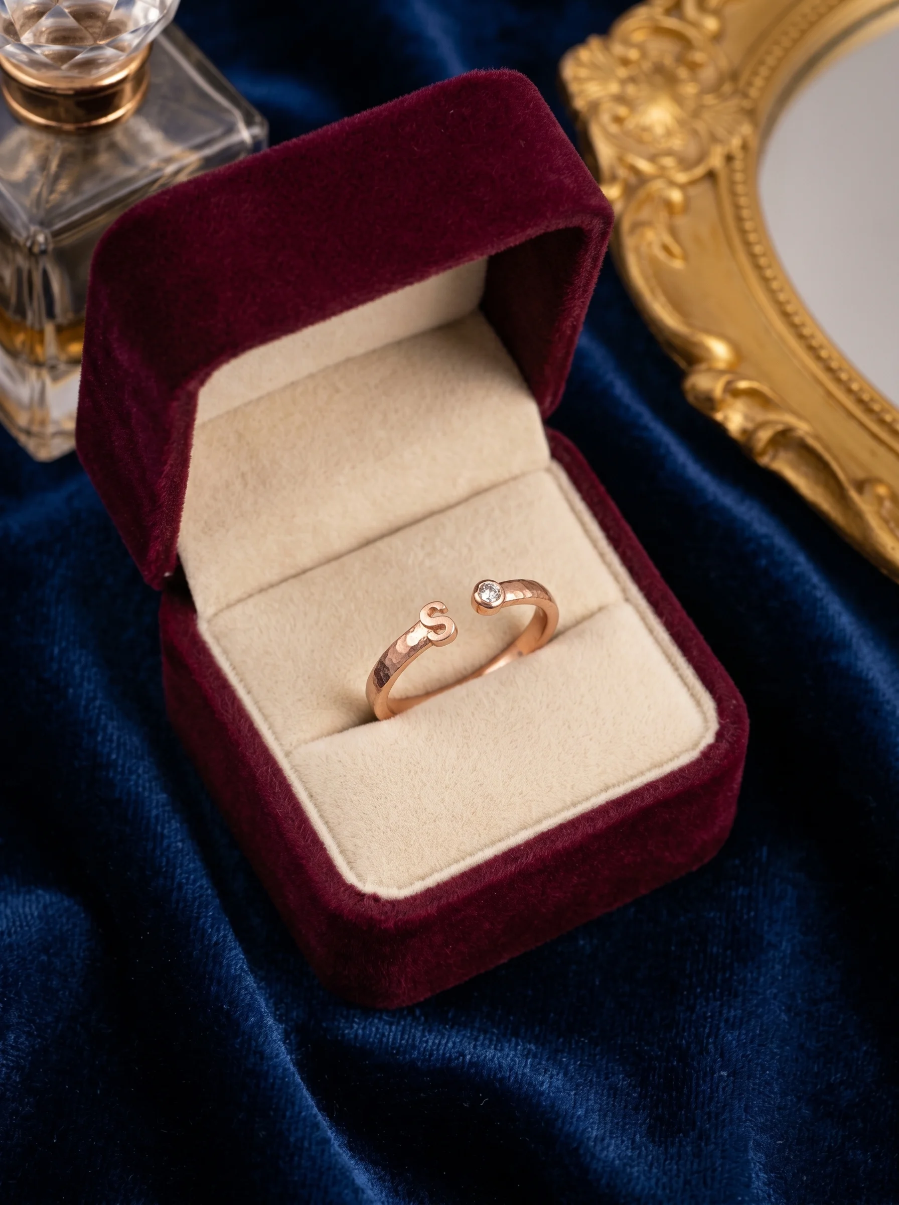 Rose Gold Initial S Ring - Image 5