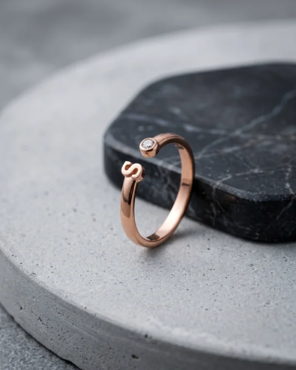 Rose Gold Initial S Ring