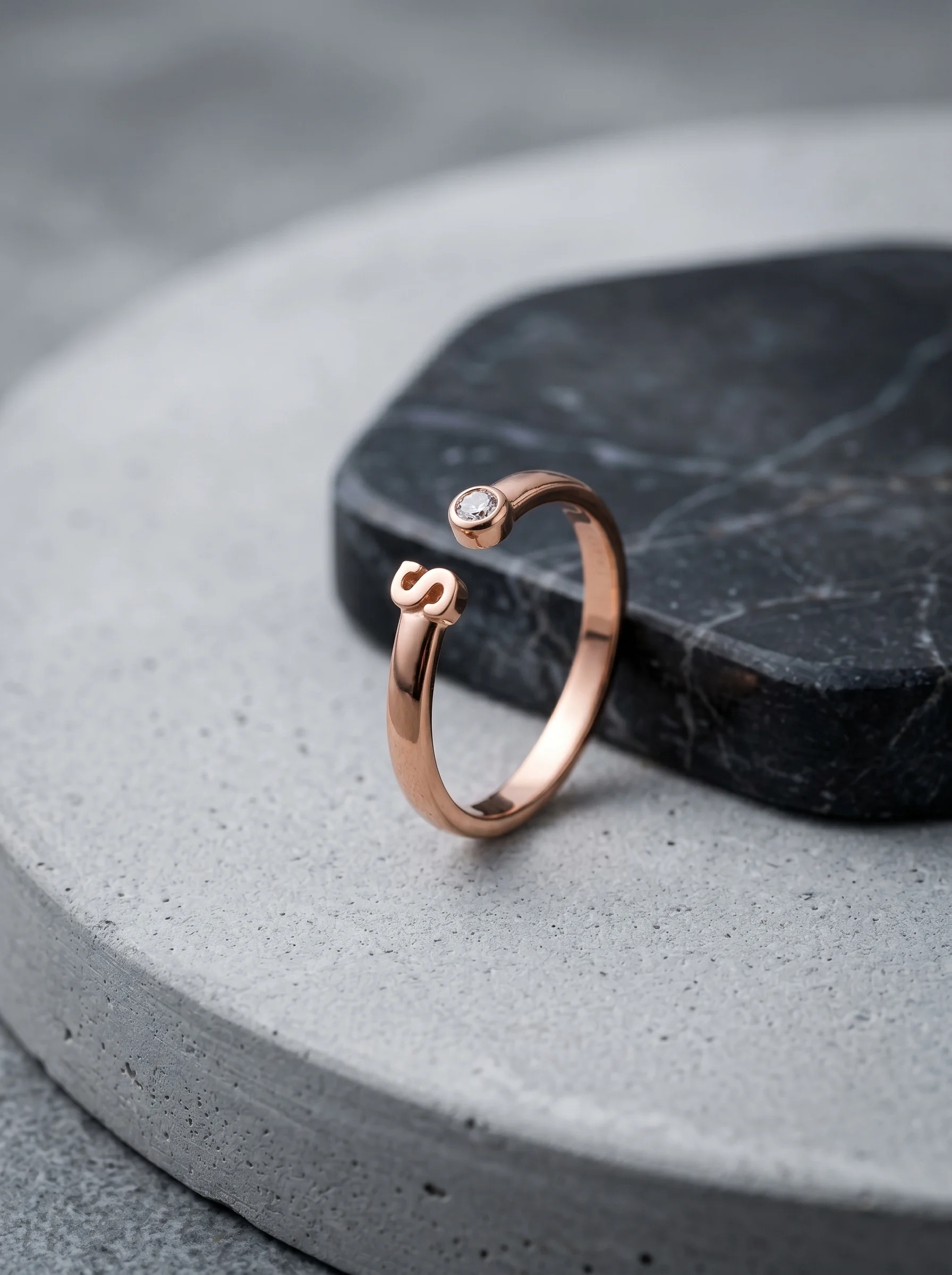 Rose Gold Initial S Ring