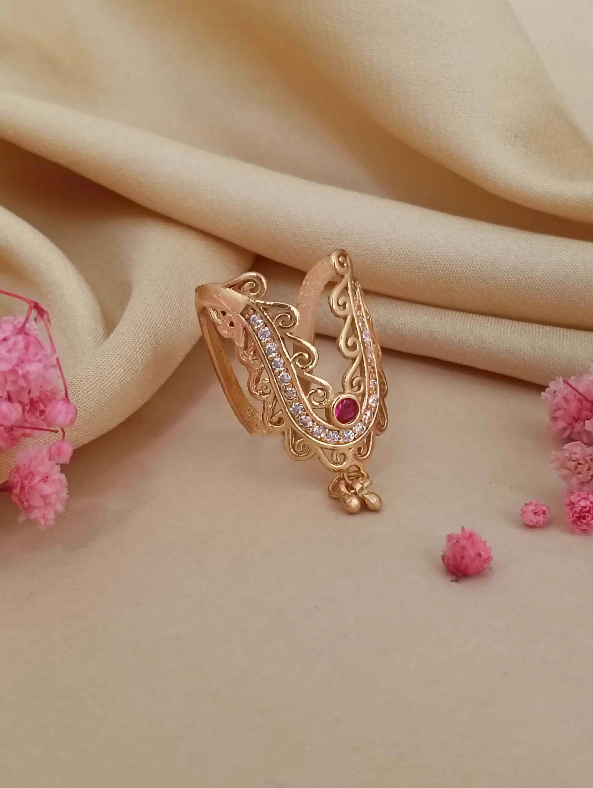 Ruby Filigree Drop Ring