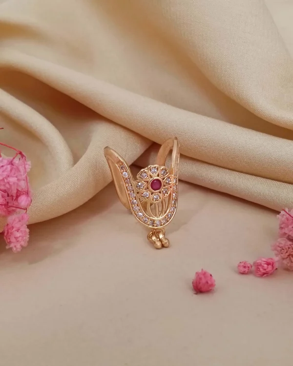 Ruby Peacock Charm Ring