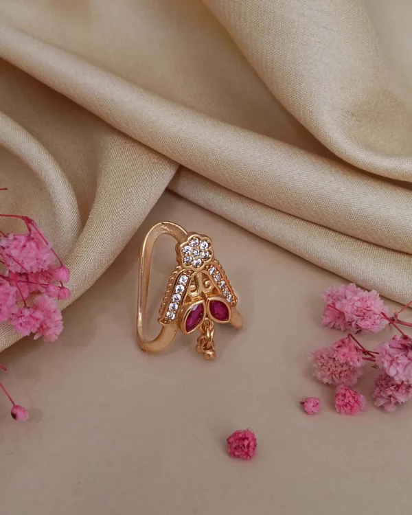 Ruby Floral Drop Ring
