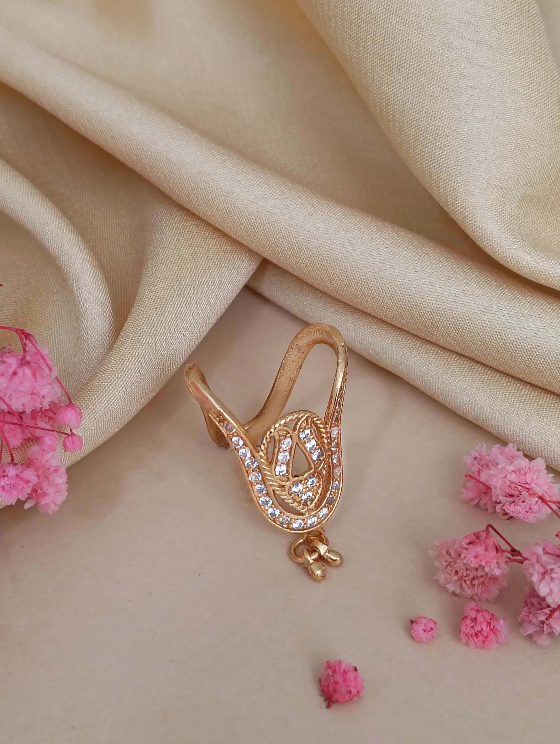 Gold Paisley Crystal Ring