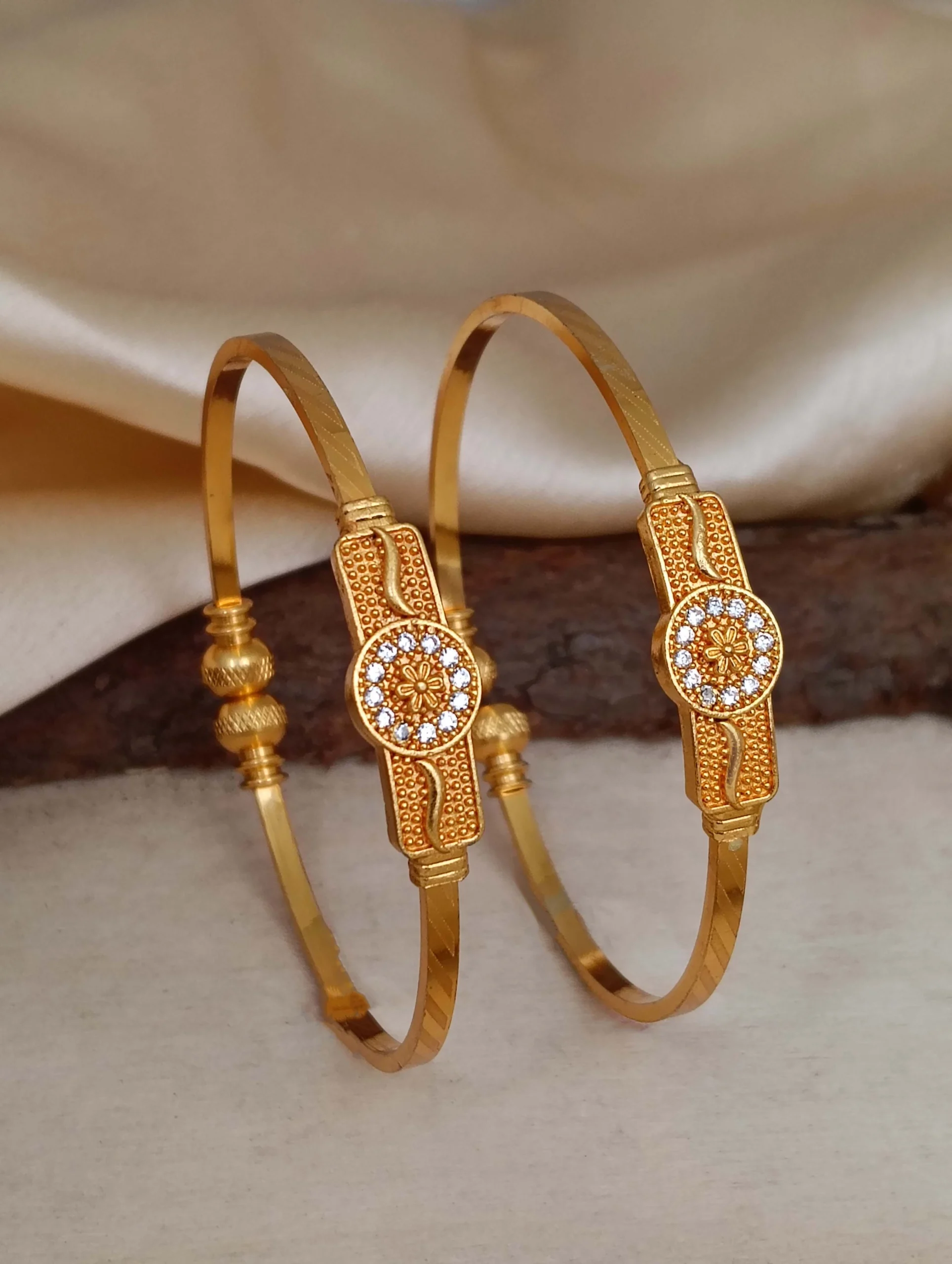 Golden Sunburst Charm Bangle Pair - Image 2