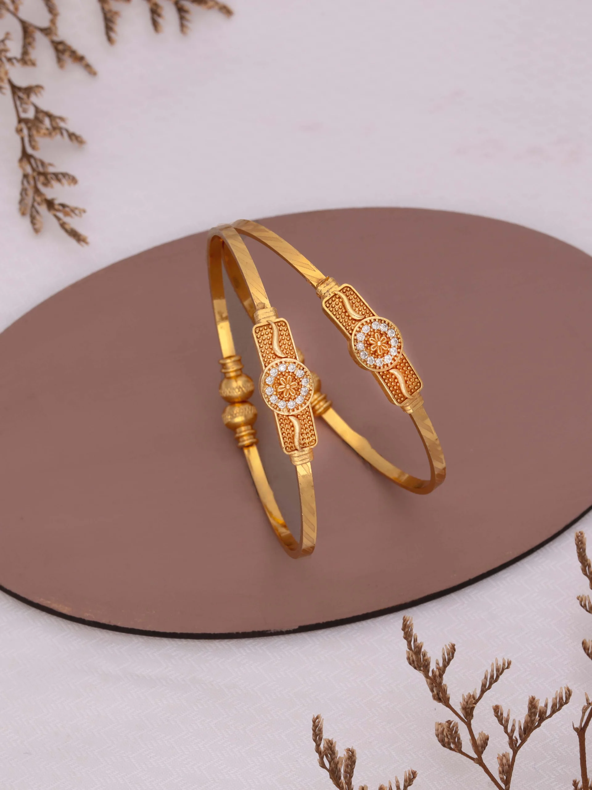 Golden Sunburst Charm Bangle Pair - Image 4