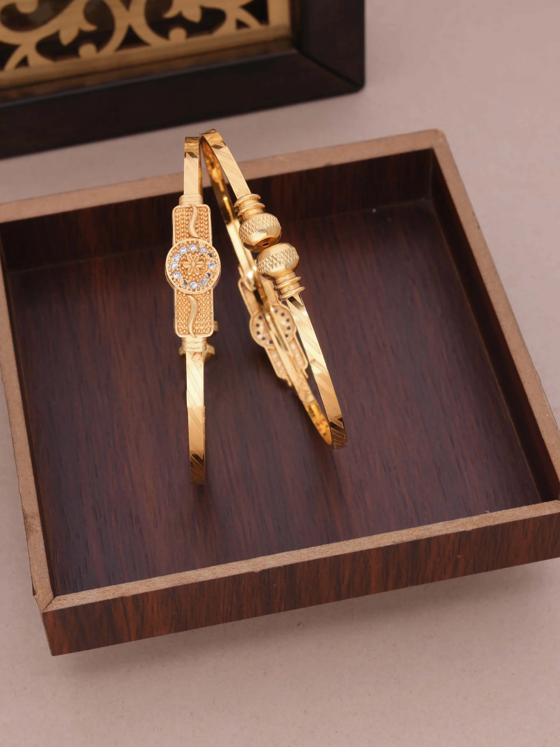Golden Sunburst Charm Bangle Pair - Image 5