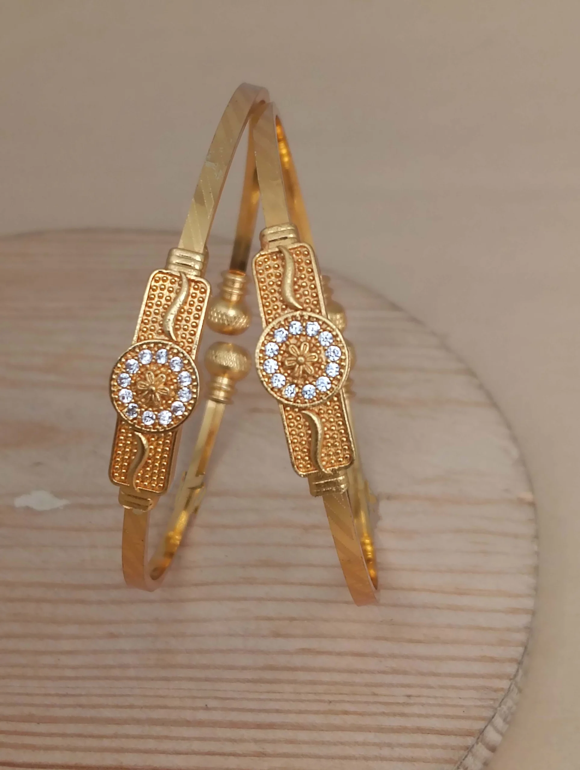 Golden Sunburst Charm Bangle Pair - Image 6