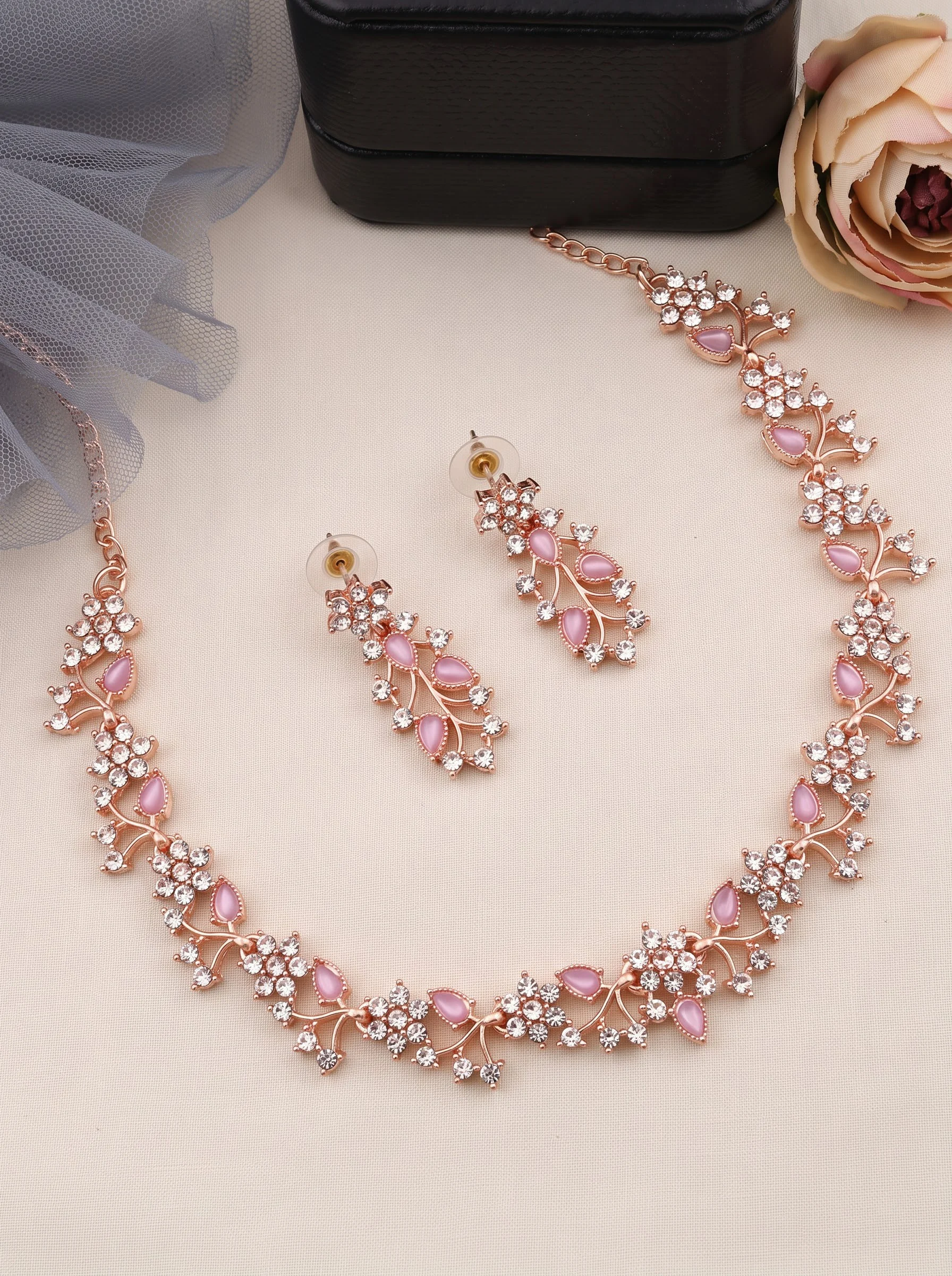 Lavender Floral Necklace Set - Image 2