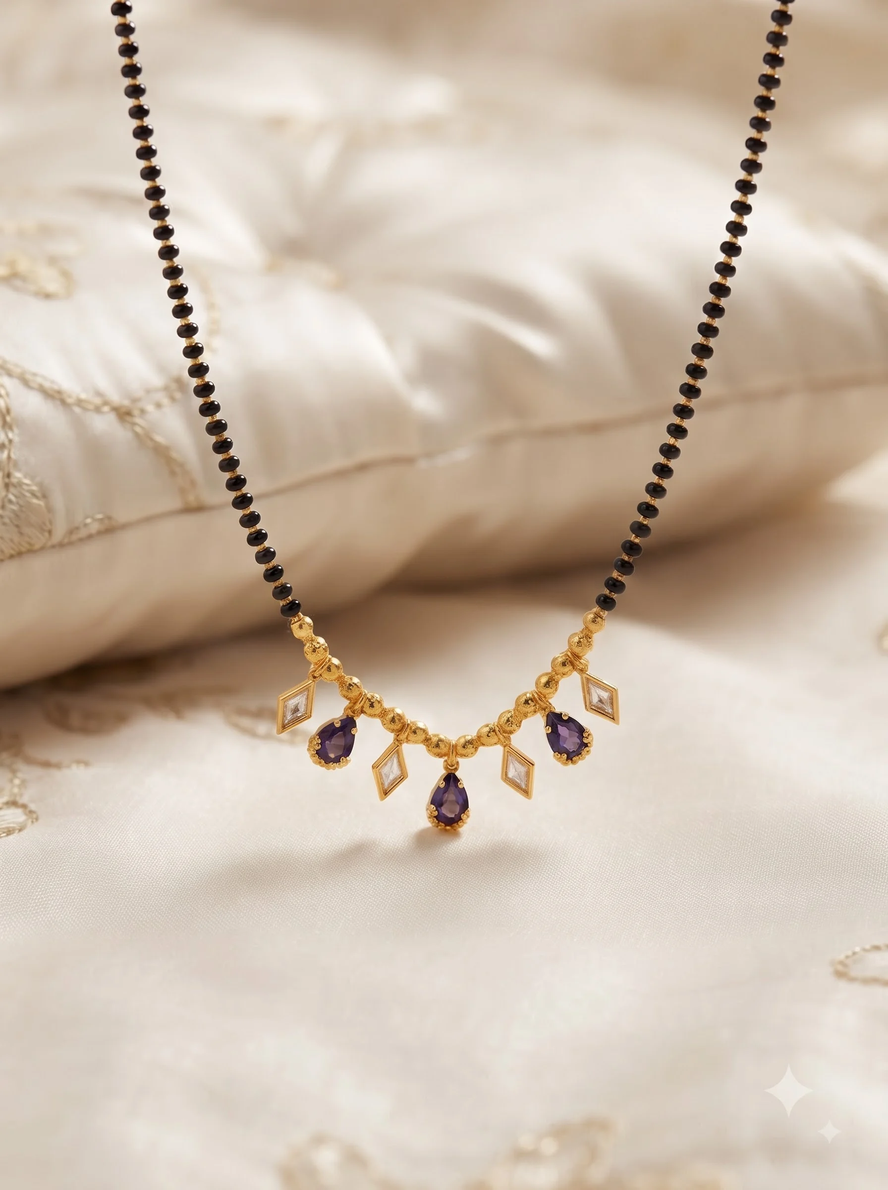 Elysian Blue Gemstone & Gold Mangalsutra - Image 6