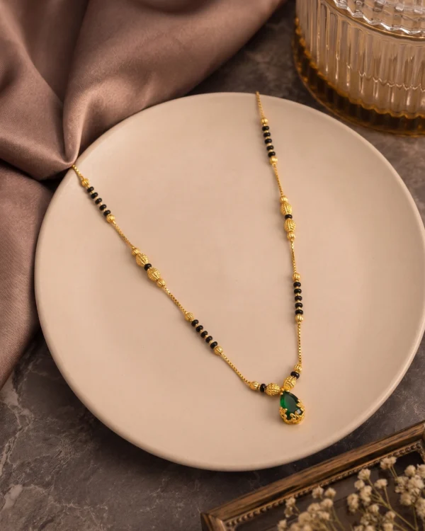 Green Teardrop Mangalsutra Necklace
