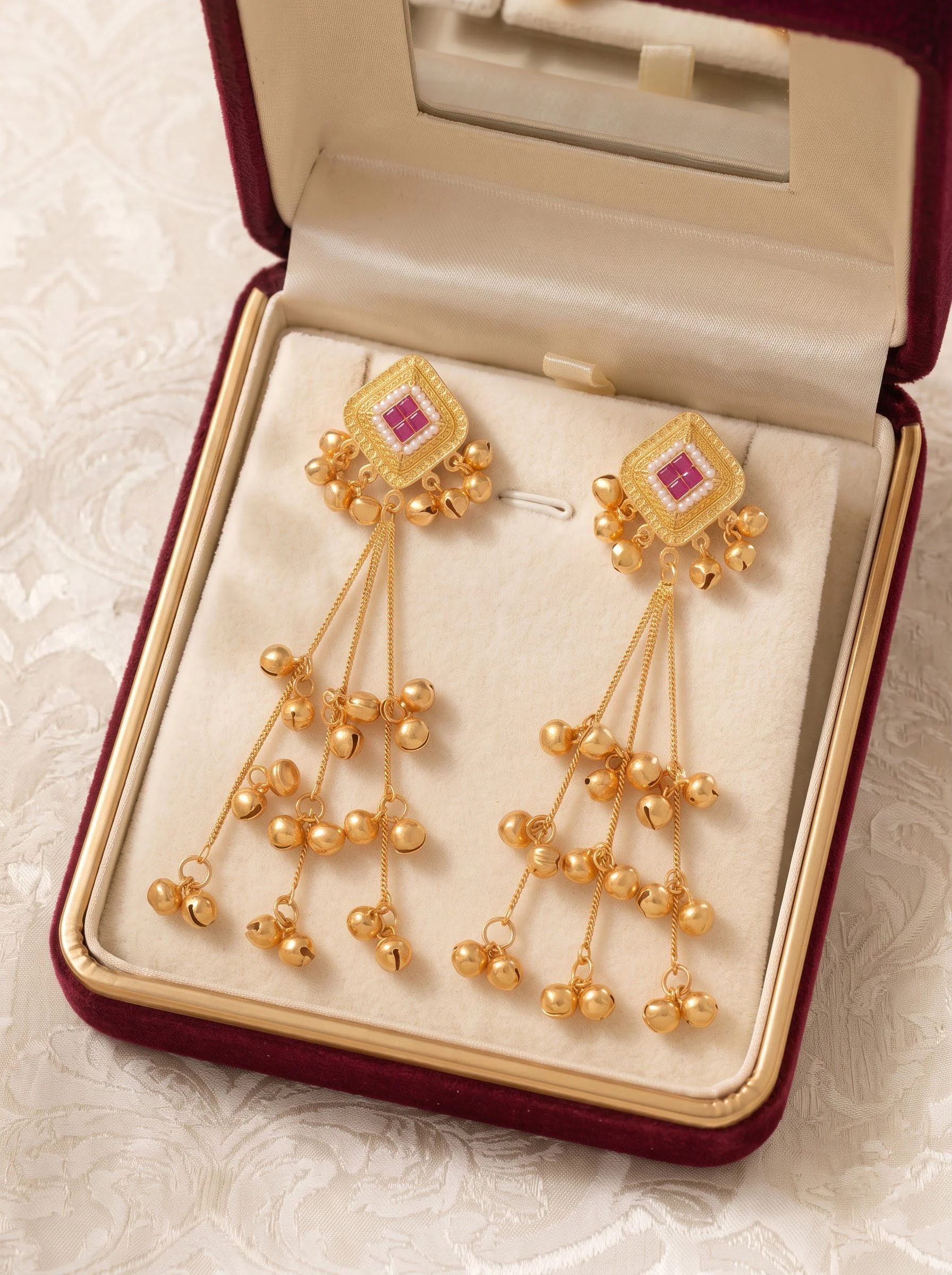 Pink Pearl Drop Earrings - Image 3