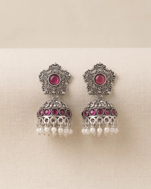 Ruby Riwaayat Oxidised Jhumka Earrings