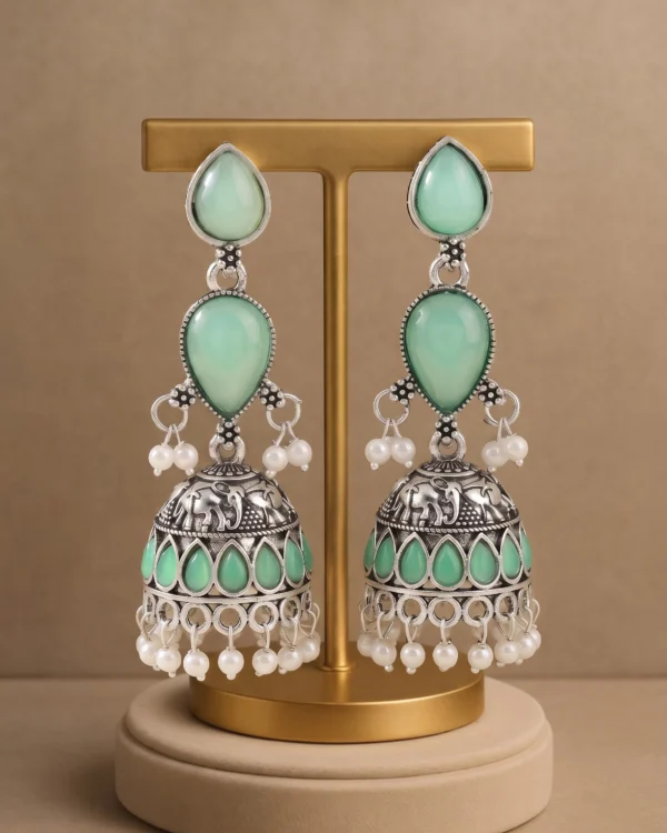Mint Grace Jhumka Earrings