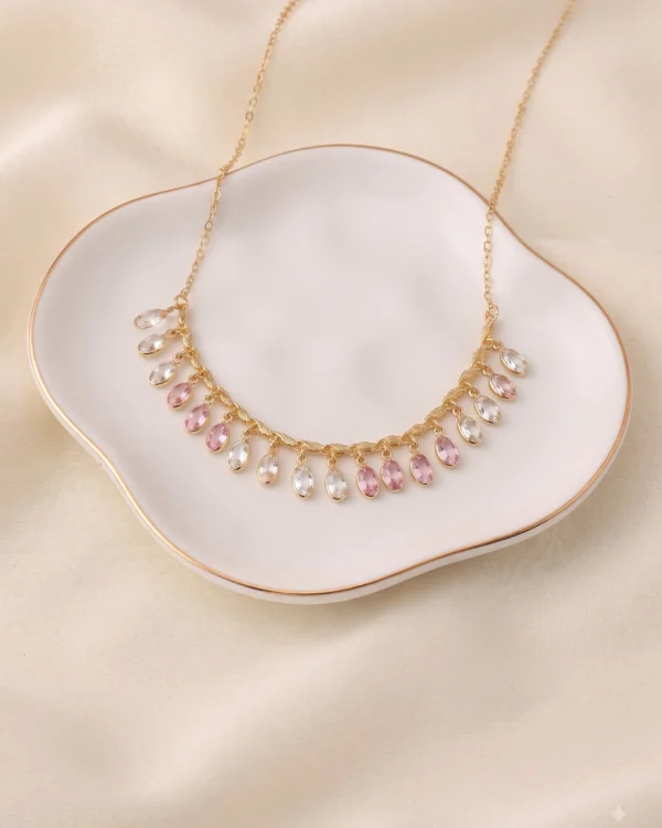 Golden Gemstone Drop Necklace