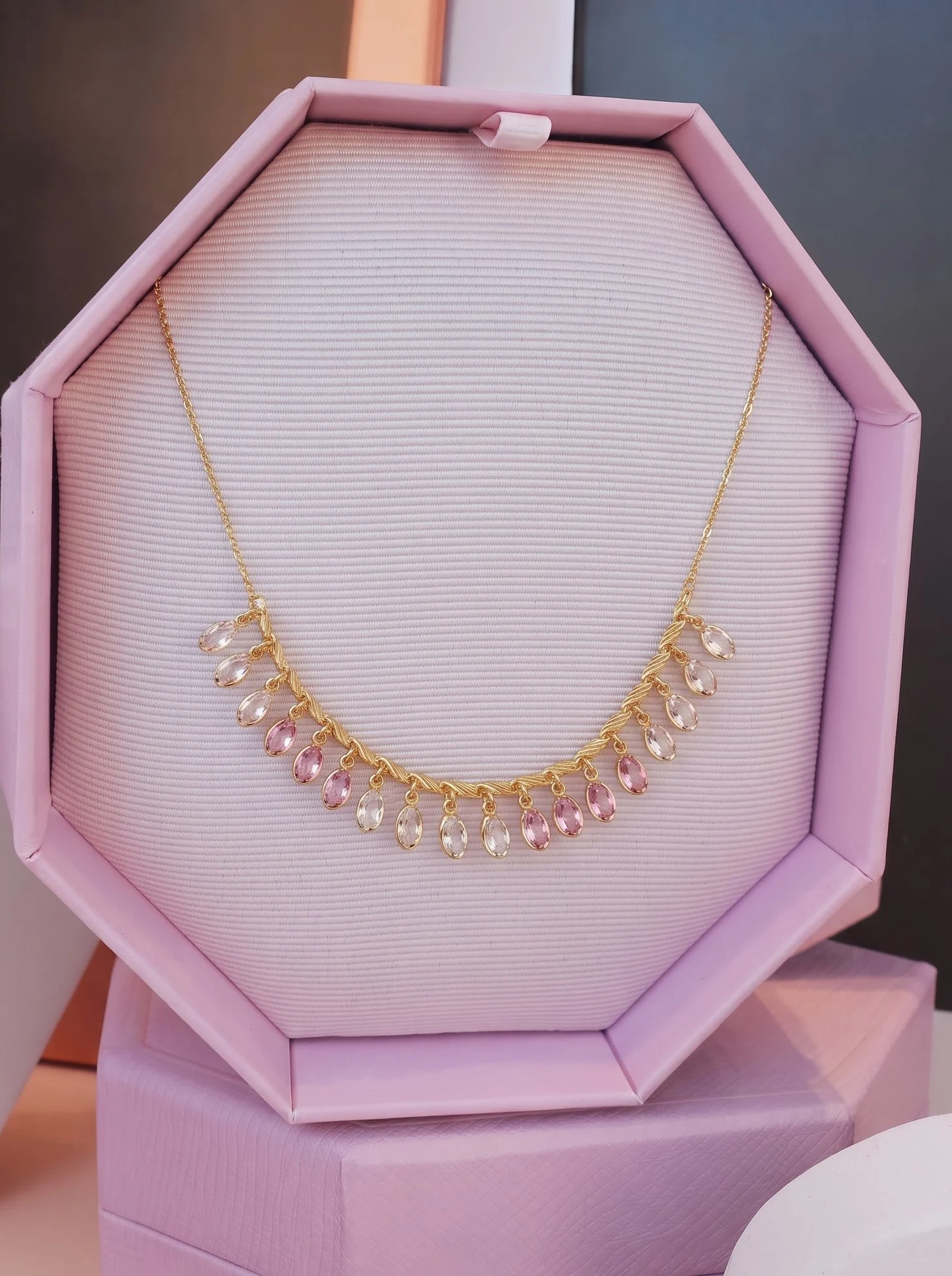 Golden Gemstone Drop Necklace - Image 4