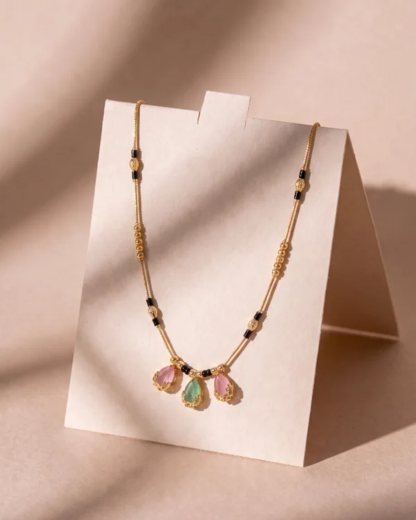 Pastel Charm Gold Beaded Mangalsutra Necklace