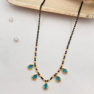 Gold-Plated Sky Blue Drop Mangalsutra