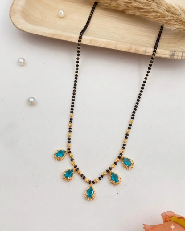 Gold-Plated Sky Blue Drop Mangalsutra