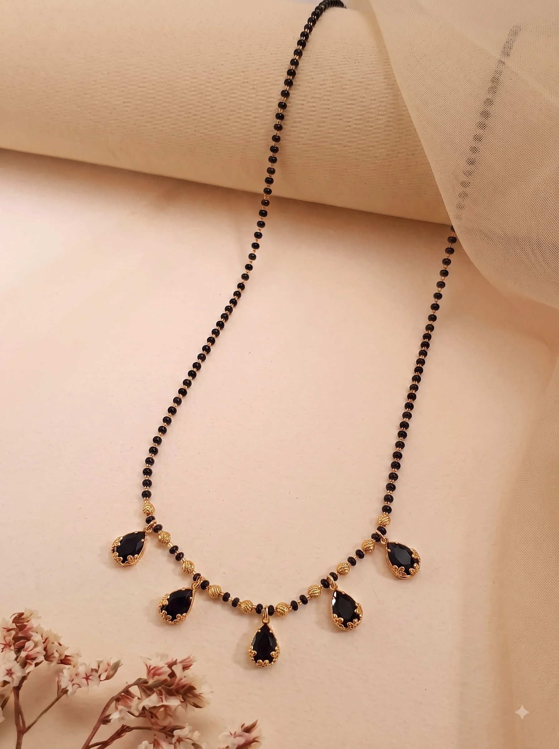 Luxe Black Crystal Mangalsutra - Image 2