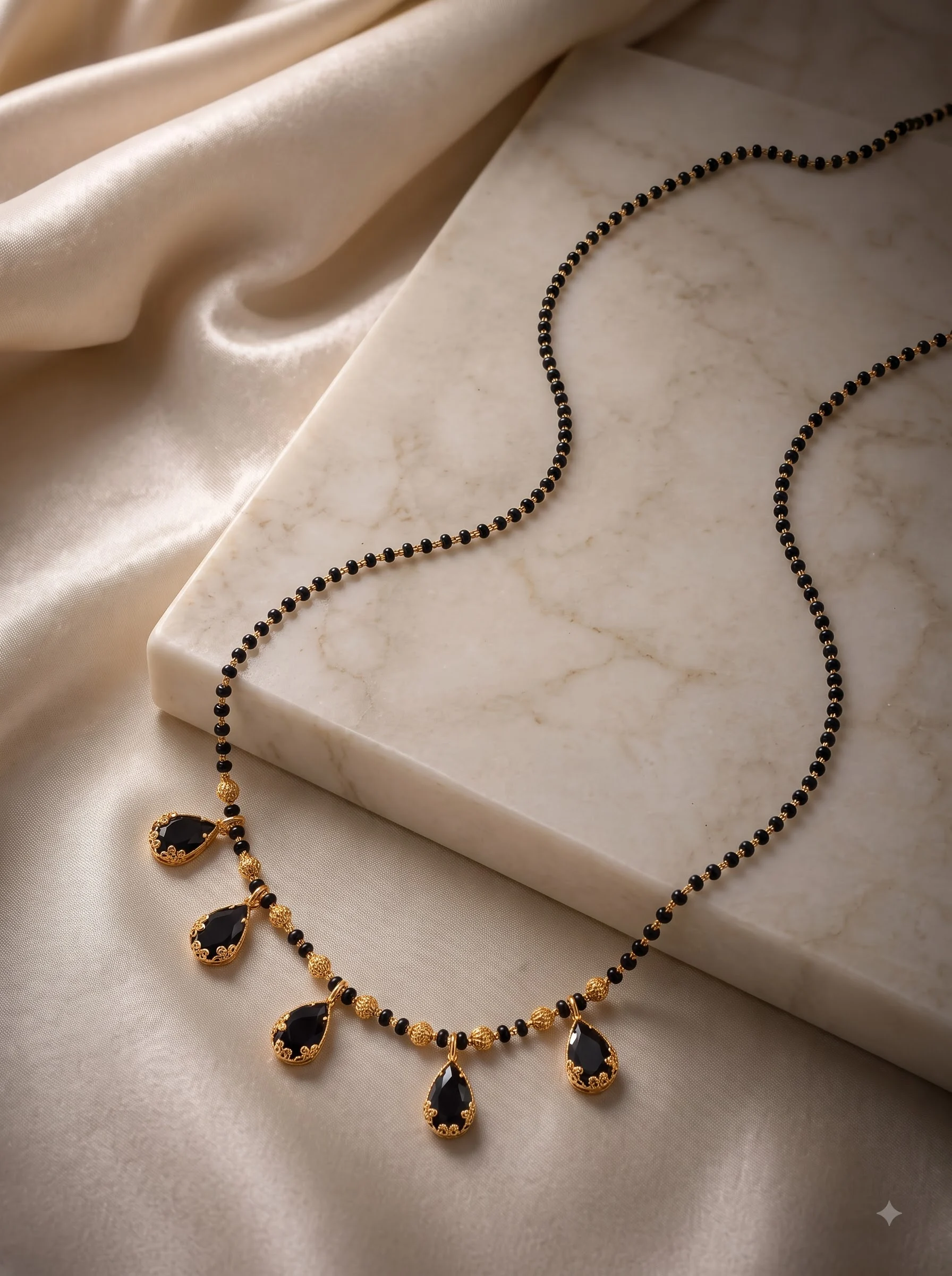 Luxe Black Crystal Mangalsutra - Image 3