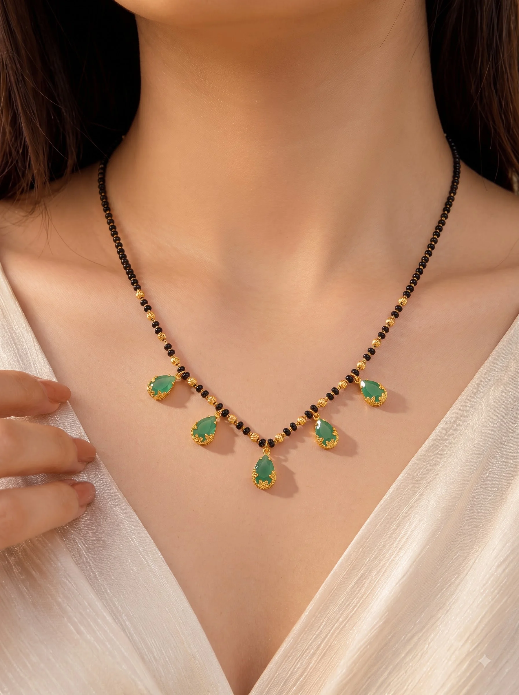 Grace Green Bead Mangalsutra - Image 3