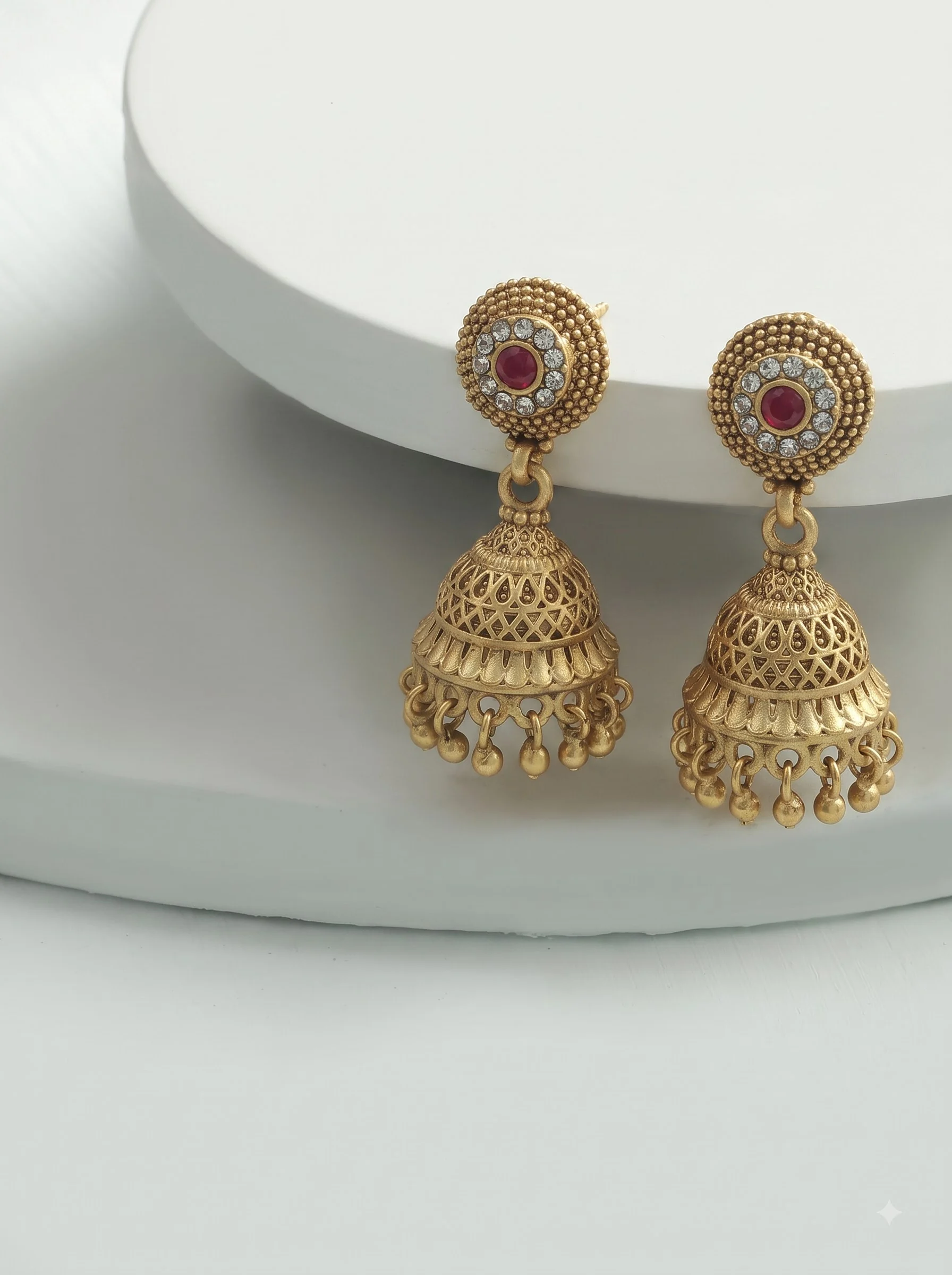 Traditional Gold Jhumka Earrings - Image 3