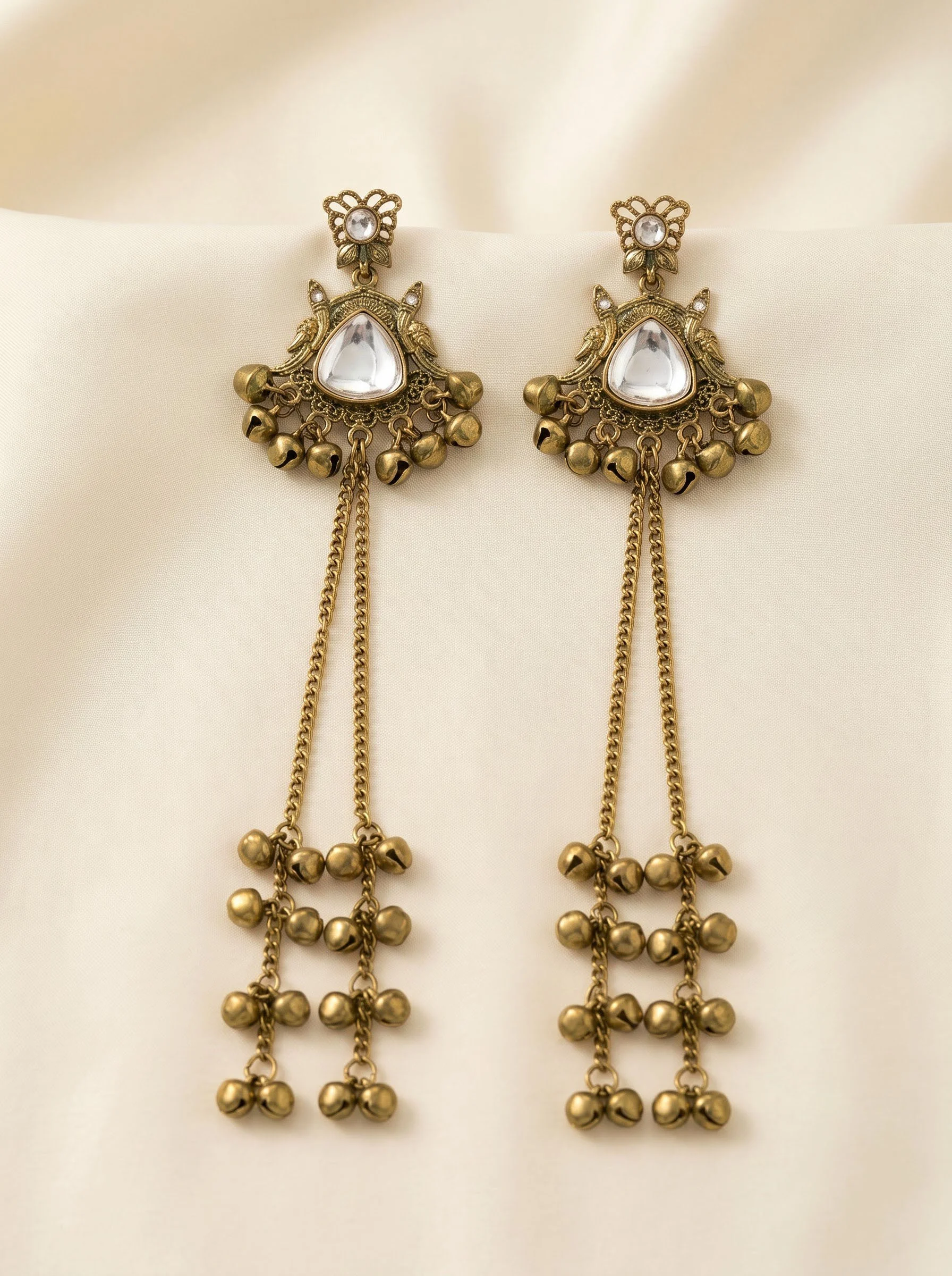 Kundan Heritage Tassel Drop Earrings - Image 3