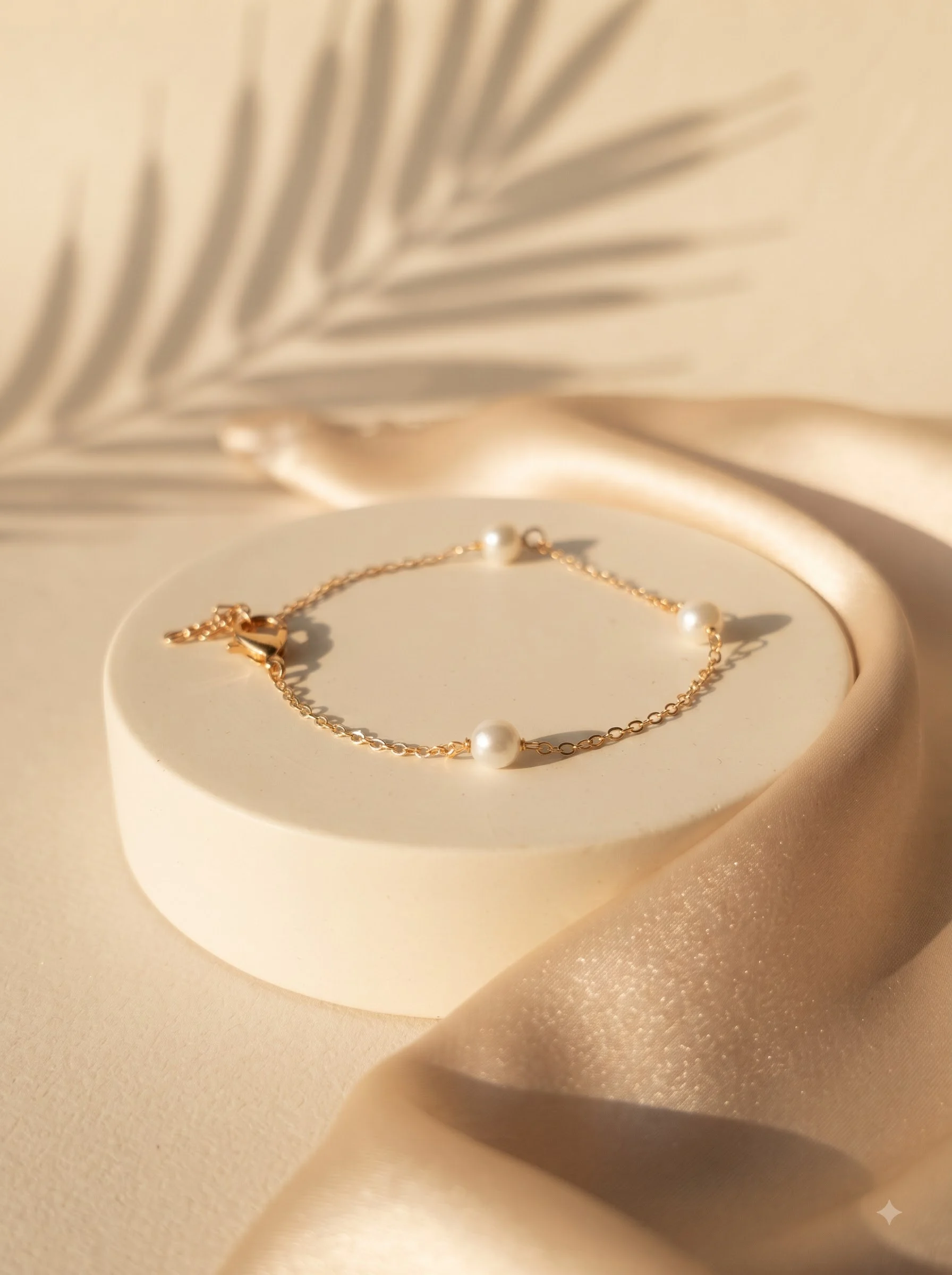 Rose Gold Pearl Charm Chain Bracelet