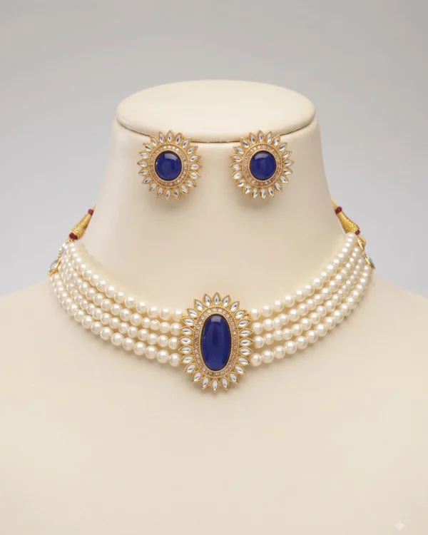Royal Blue Pearl Choker Set